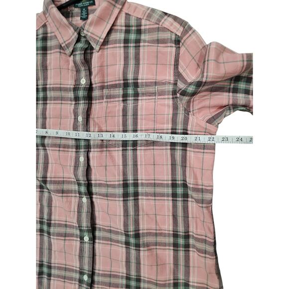 Lauren Ralph Lauren Blouse Womens XM Pink Plaid Long Sleeve Button Up Flannel - Picture 7 of 8